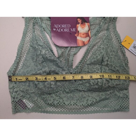 NWT Adored By Adore Me Bra Womens Size Large Green Sheer Floral Jenny Bralette - Picture 6 of 7